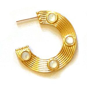 Golden Full Moonstone Hoop Earrings
